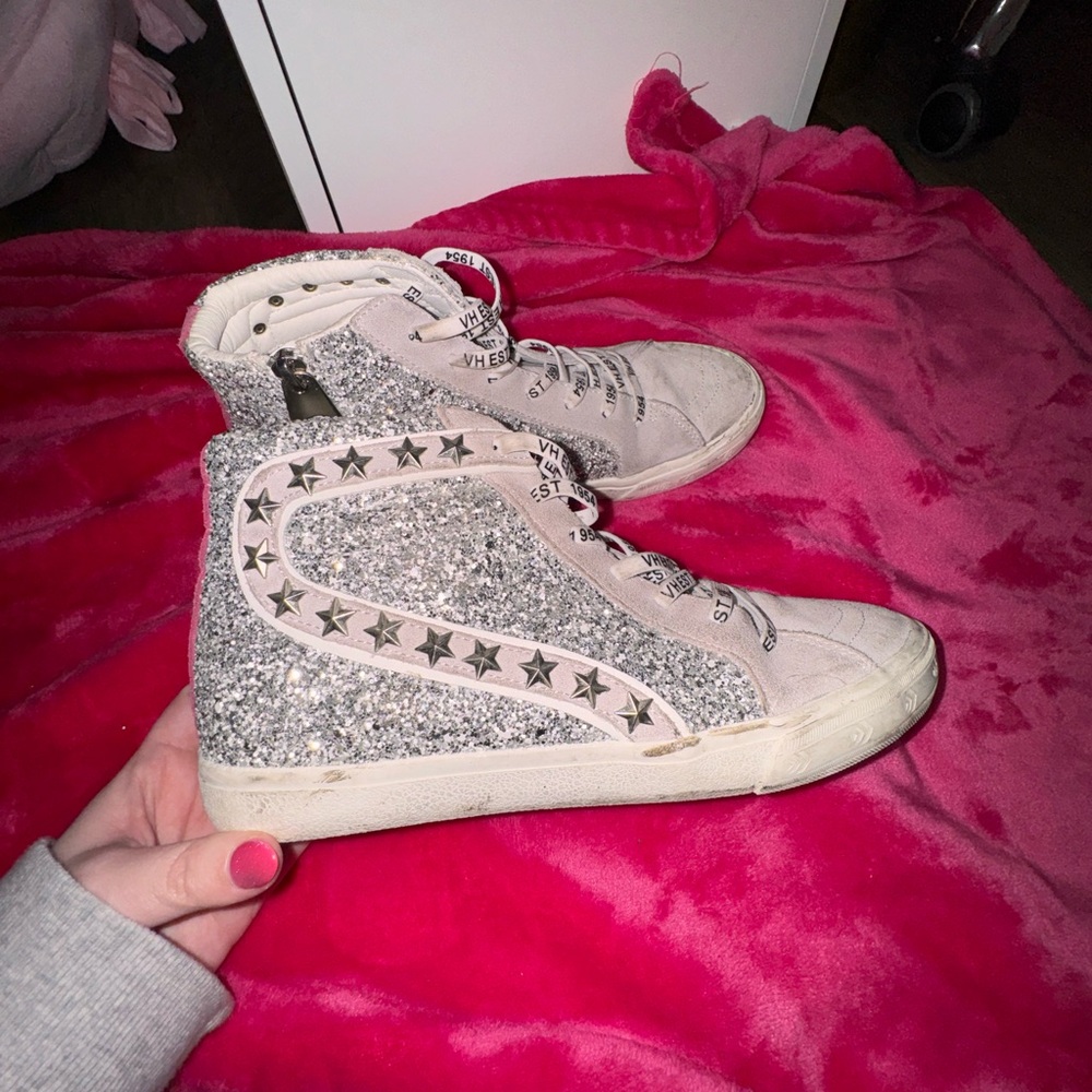 Vintage Havana: Ilana High Top Sneakers- Silver Glitter